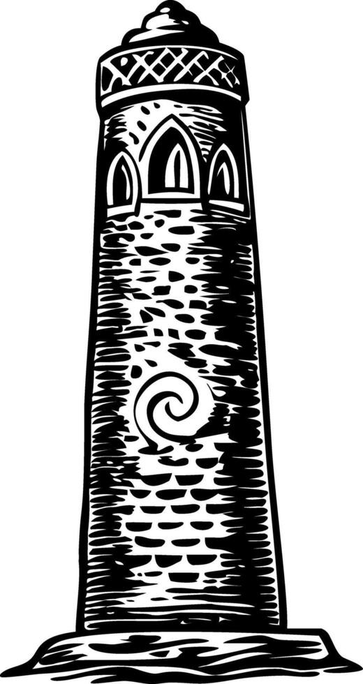 A vintage style illustration of celtic tower vector