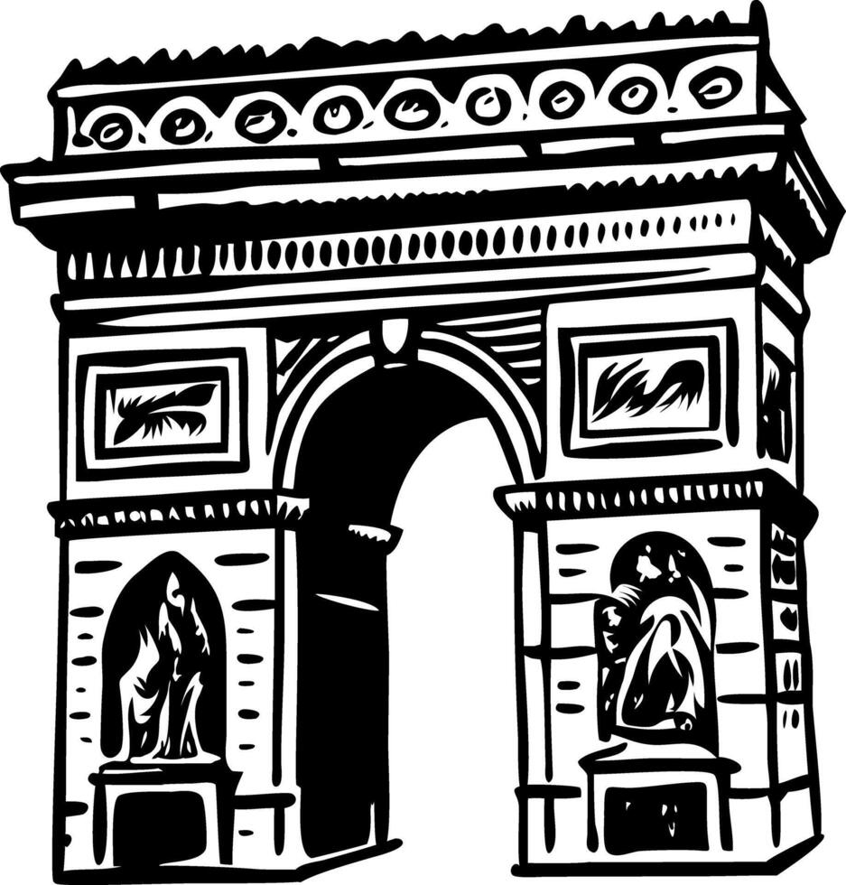 A vintage style illustration of arc de triomphe vector