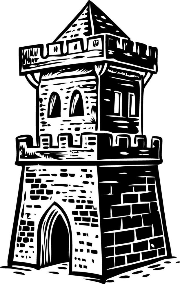 Guard tower illustration in vintage style vector