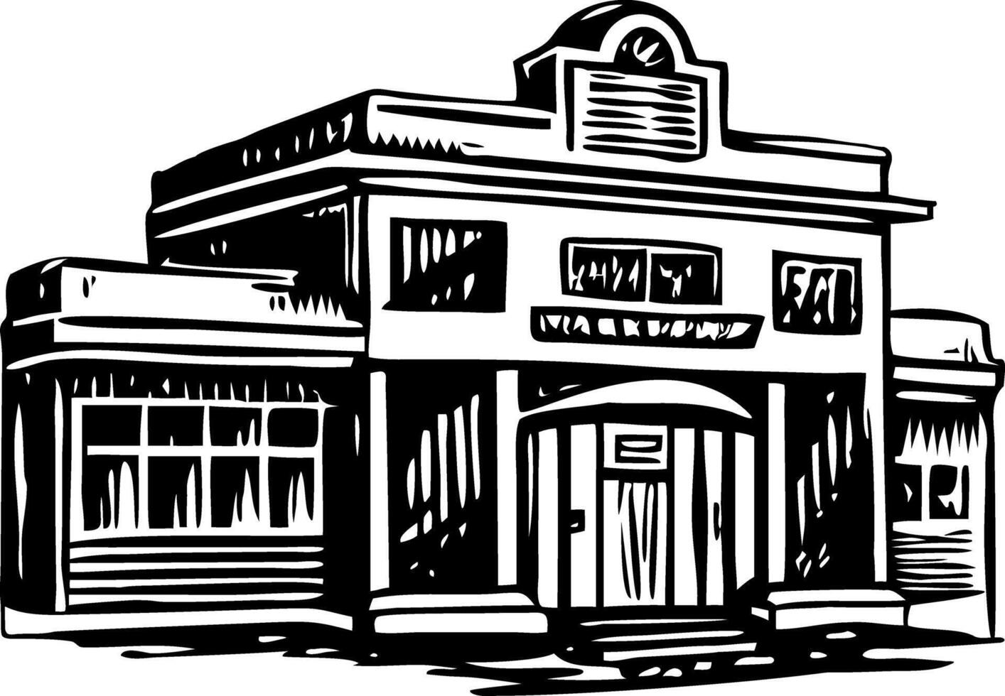 A vintage style illustration of restaurant building vector