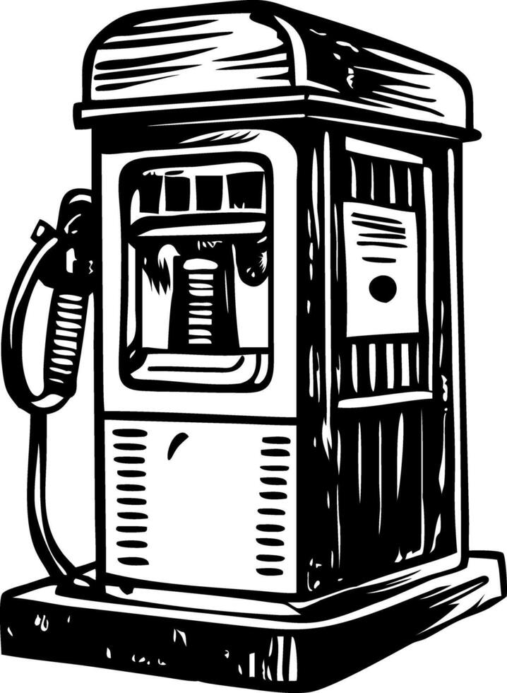 A vintage style illustration of a gas station vector