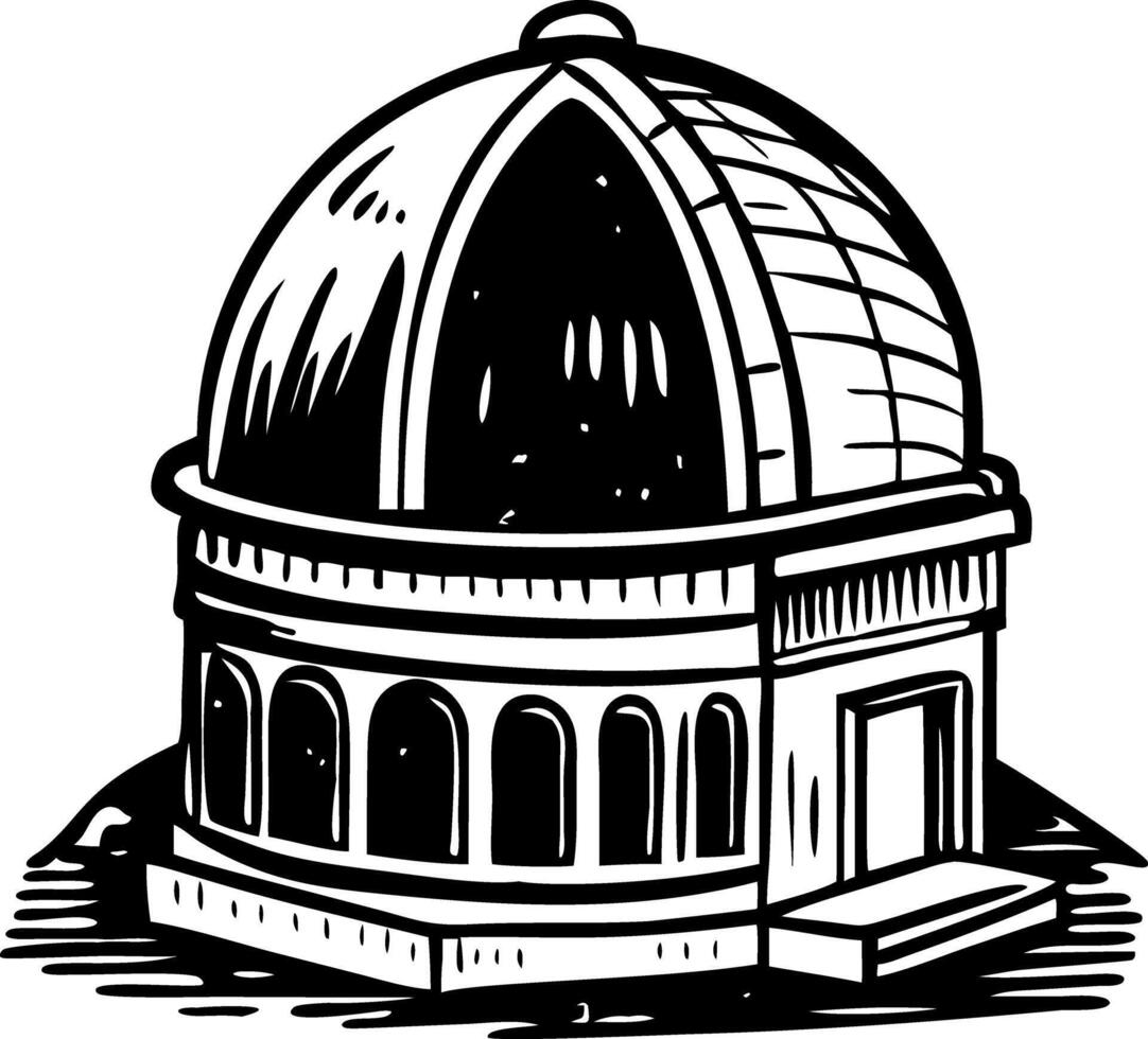 A vintage style illustration of an observatory vector