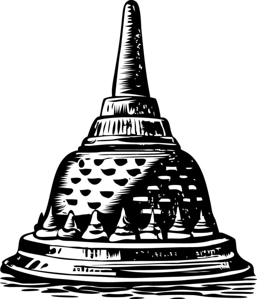Buddhist stupa illustration in vintage style vector