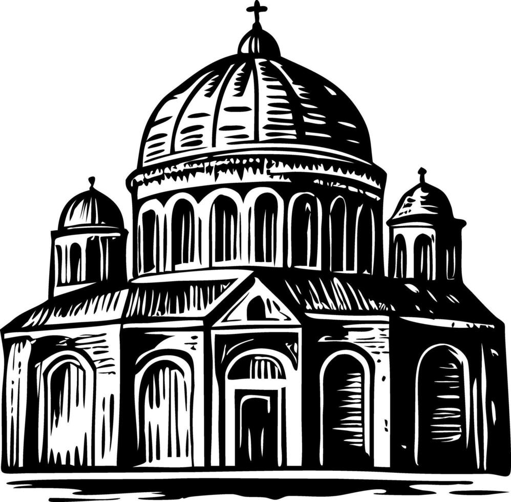 Byzantine dome architecture illustration in vintage style vector