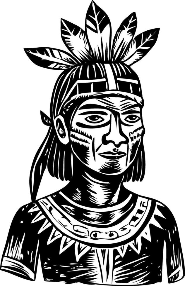 A vintage style illustration of a native person vector