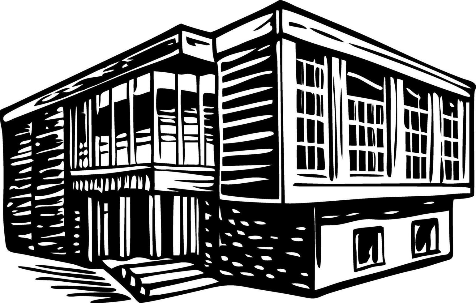 A vintage style illustration of library building vector