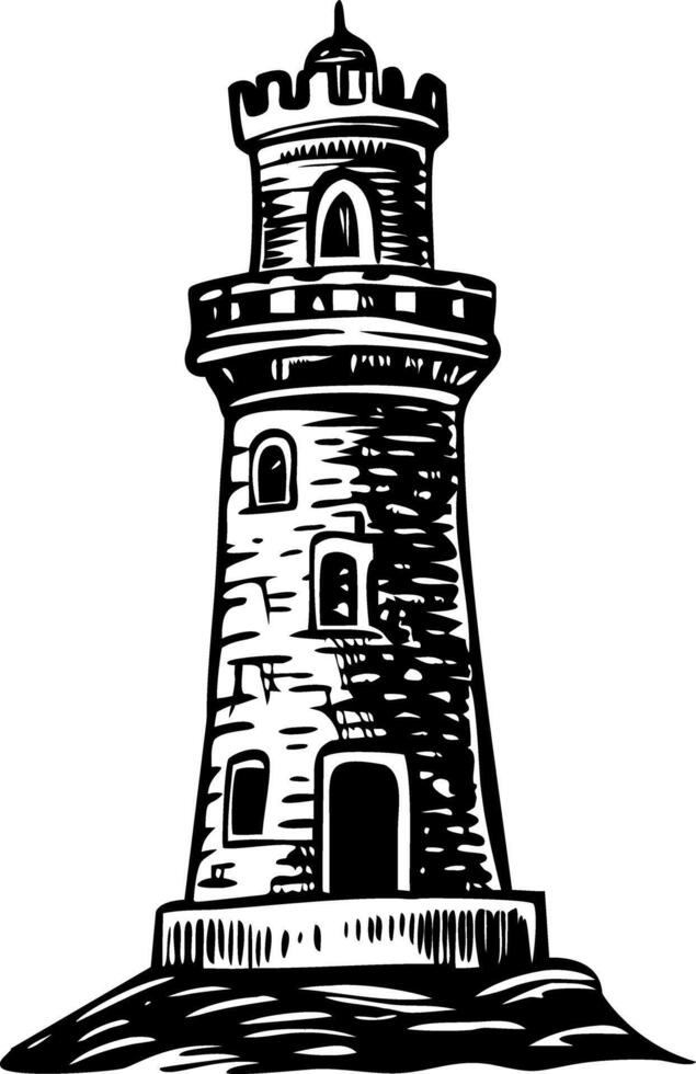 A vintage style illustration of a watchtower vector