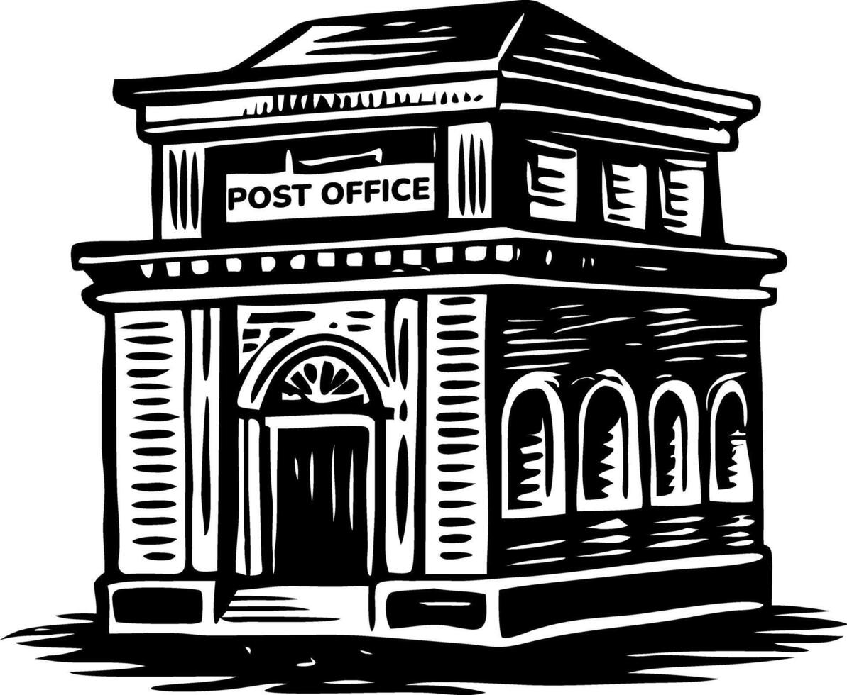 Post office building illustration in vintage style vector