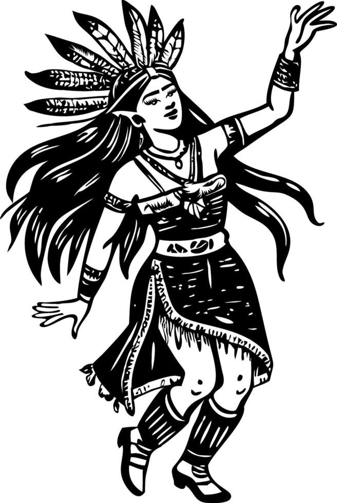 A vintage style illustration of native dancer vector