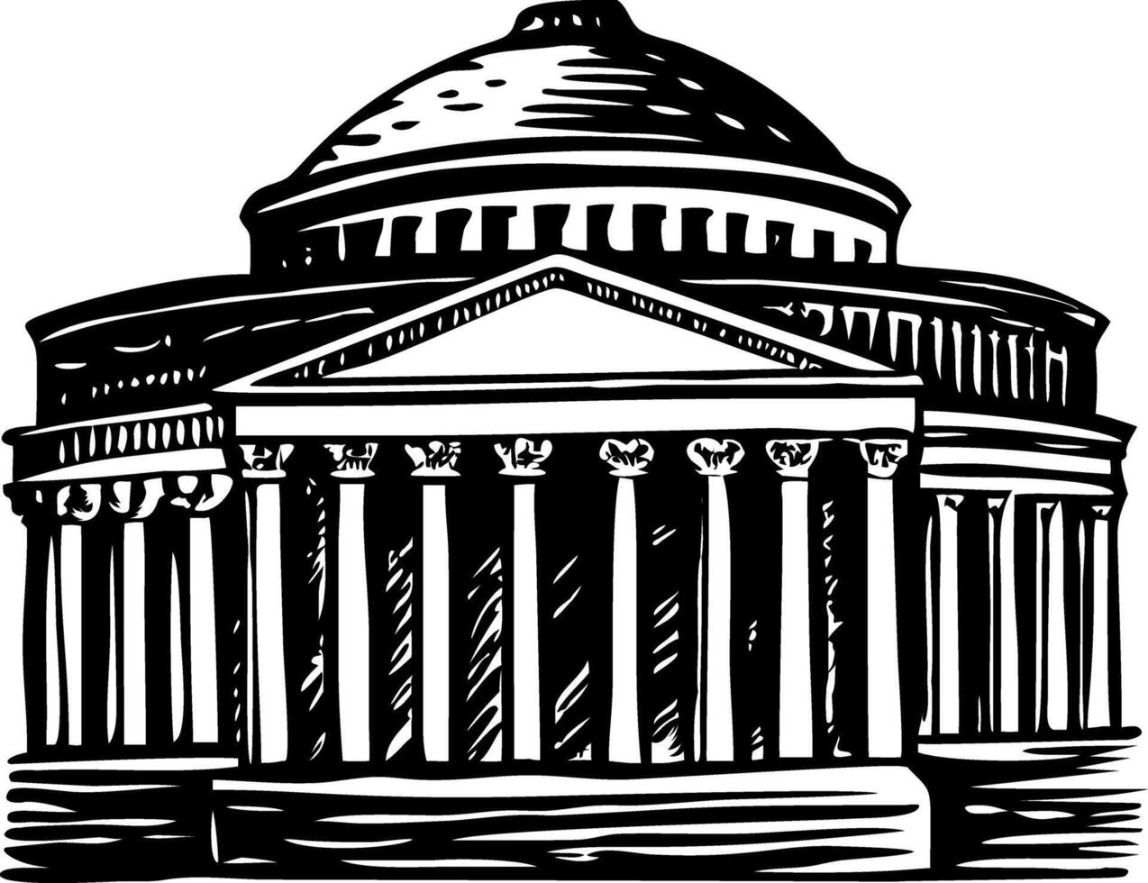 Roman pantheon building illustration in vintage style vector