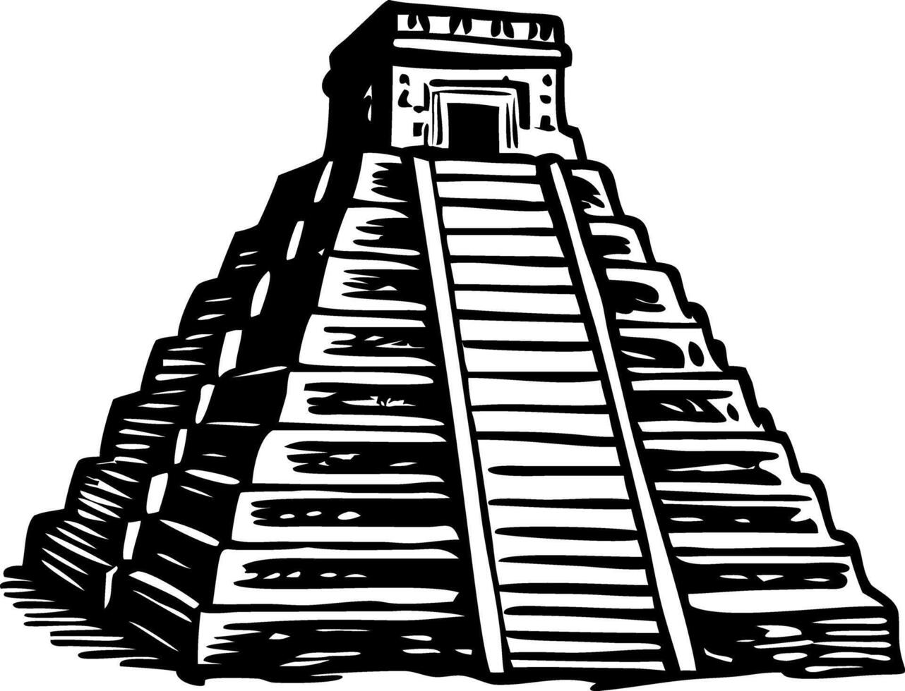 Mayan pyramid illustration in vintage style vector