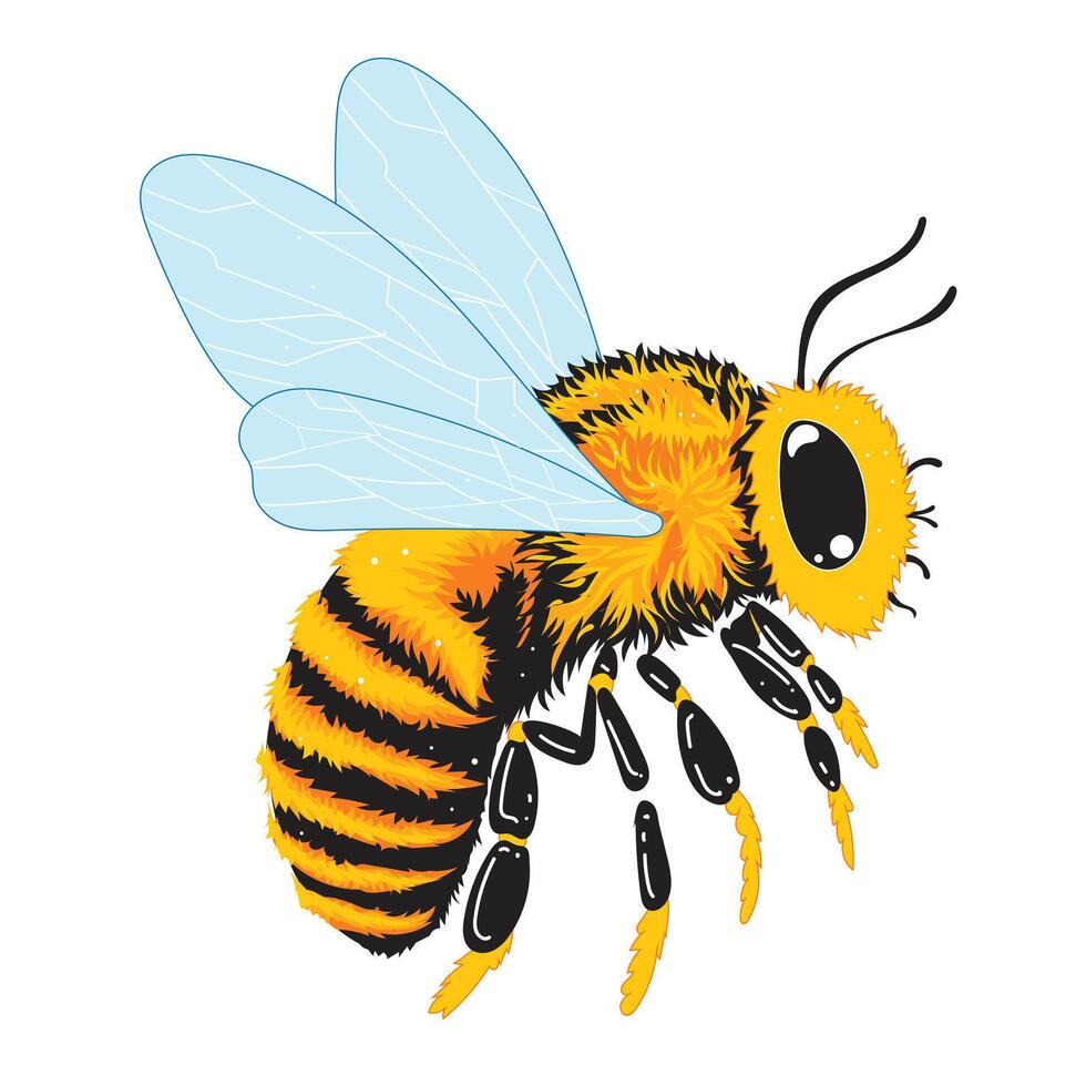 Buzzy bee with stylish details, showcasing nature, pollination, and wildlife themes in a fun design vector