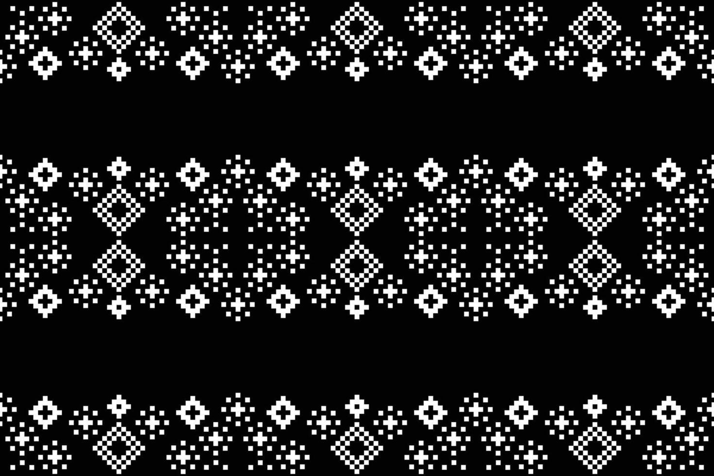 Ethnic pattern with motif cross stitch with color black background ethnic pattern fabric decoration design. vector