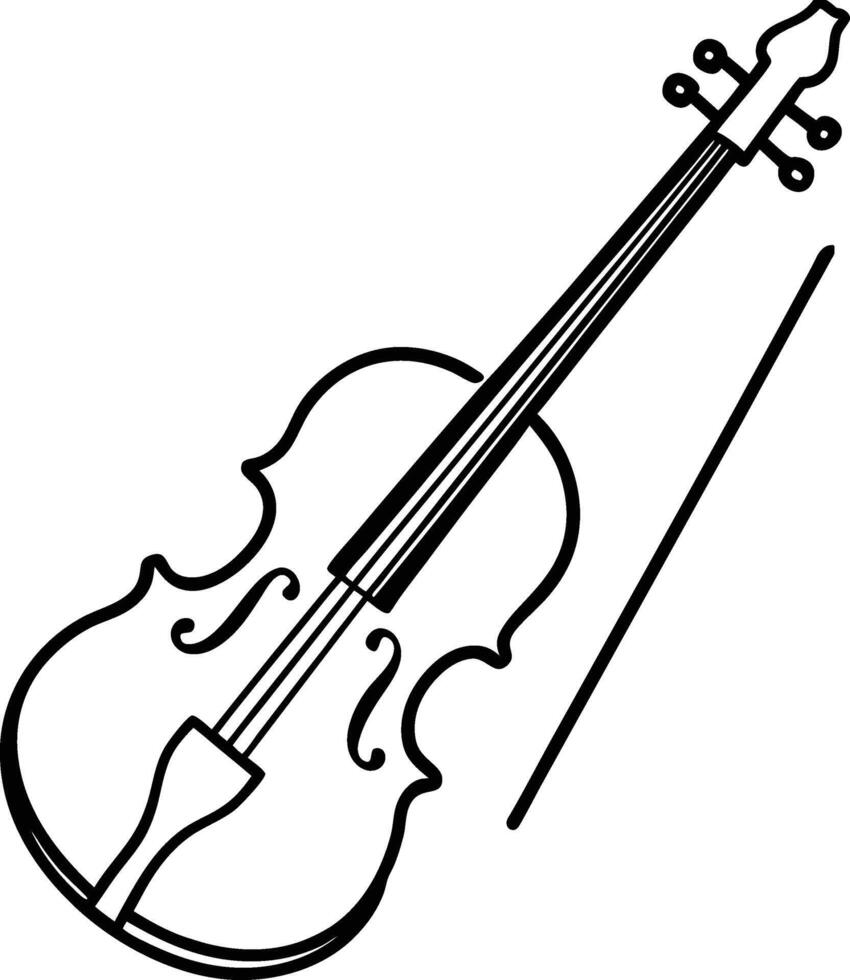Musical Instrument Violin and Bow Silhouette Design vector