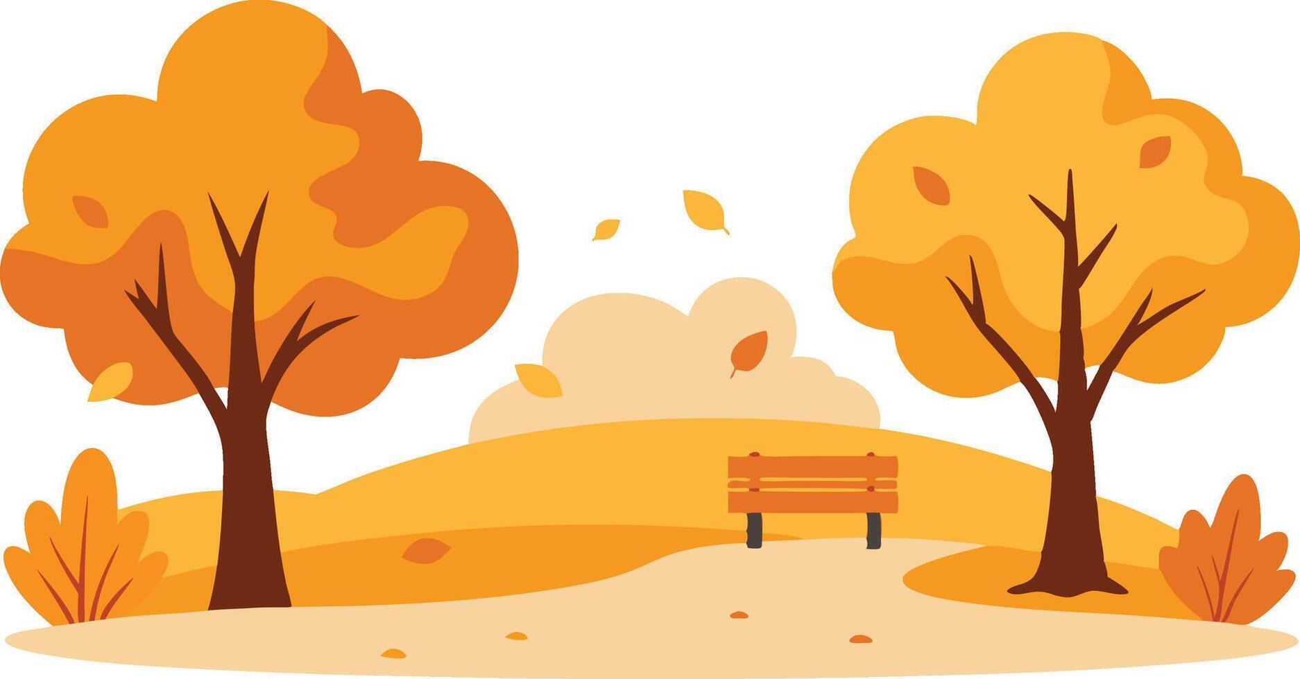Golden Autumn Leaves in a Tranquil Park Illustration vector
