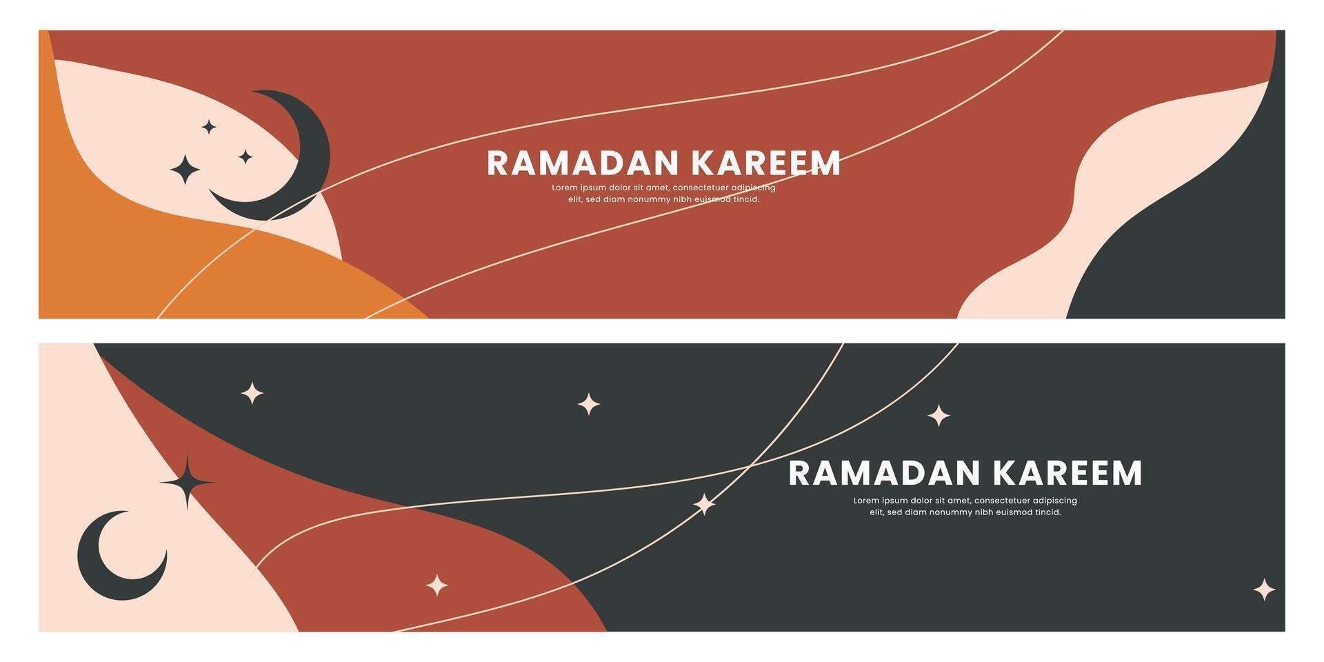 Banner template for islamic ramadan celebration design with boho style. vector