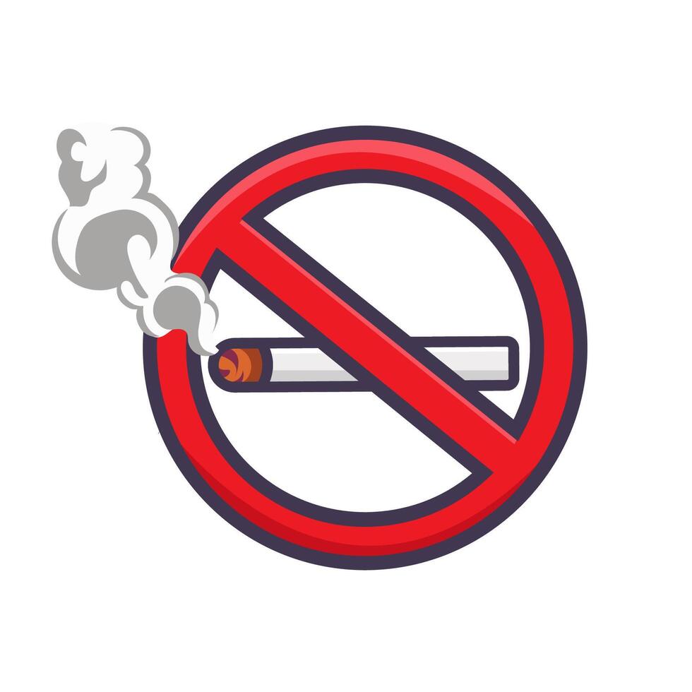no smoking icon isolated on white. Stop smoking no cigarette bad addiction vector