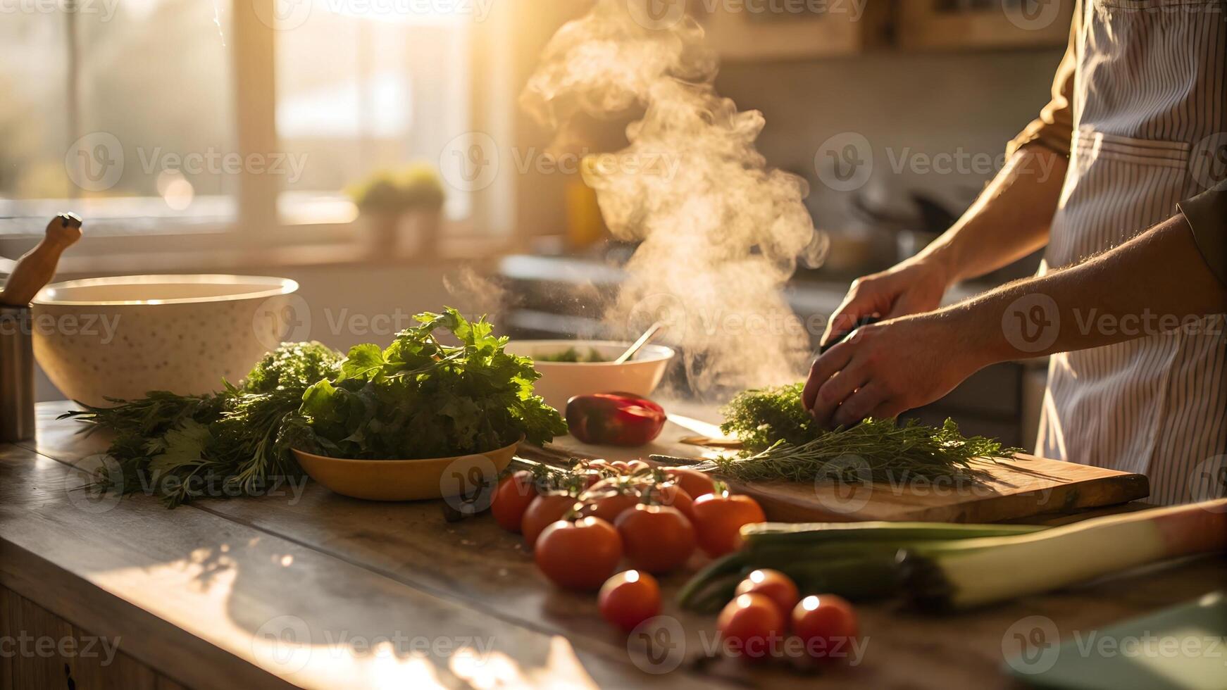 Mindful Cooking Preparation with Fresh Ingredients photo