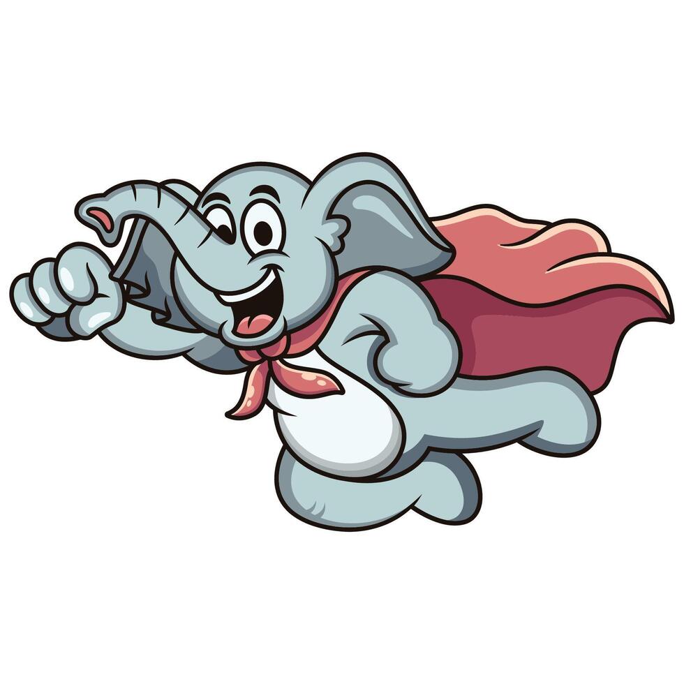 Cute super hero elephant with cool pose. Cartoon illustration isolated on white background vector