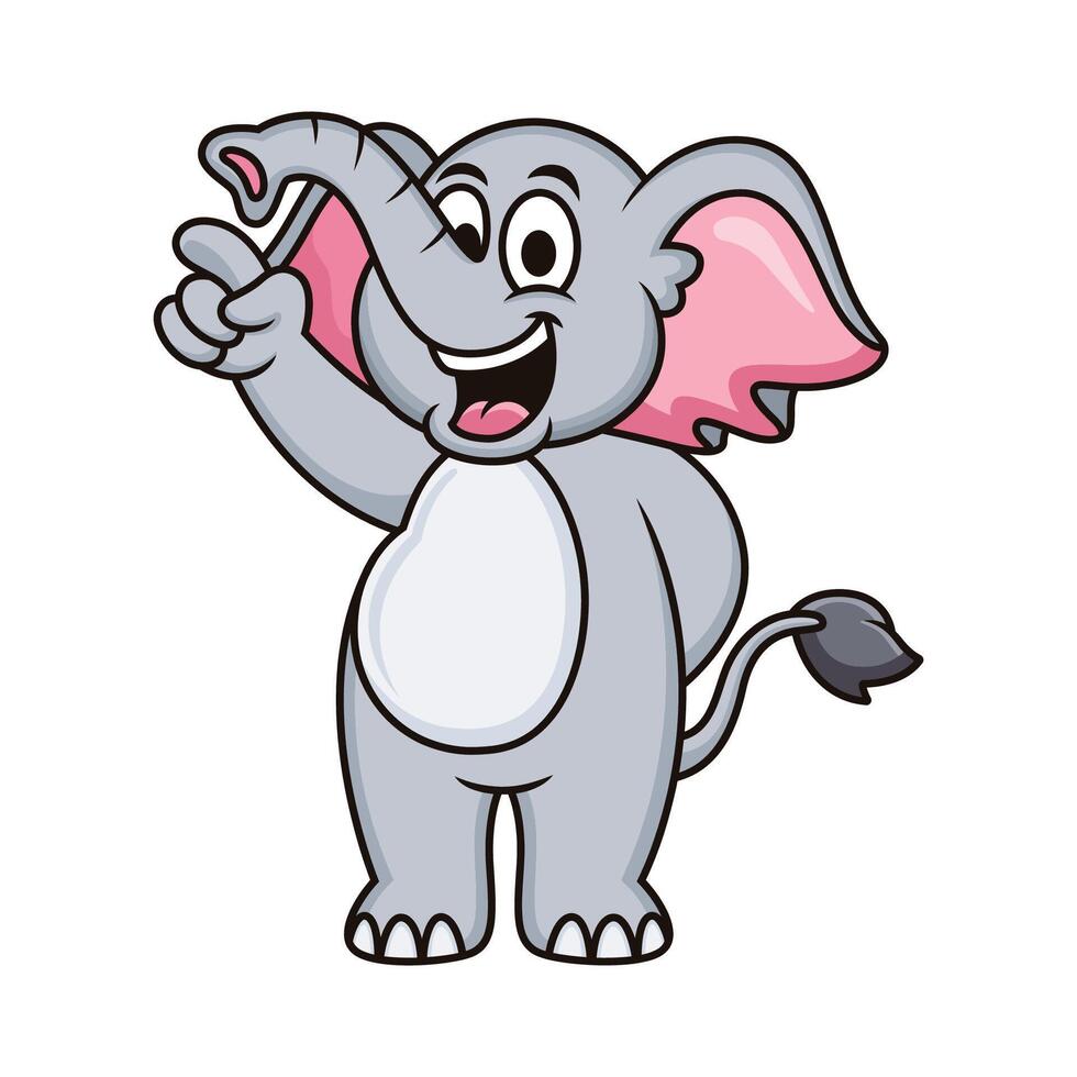 Cute elephant with pointing pose. Cartoon illustration isolated on white background vector