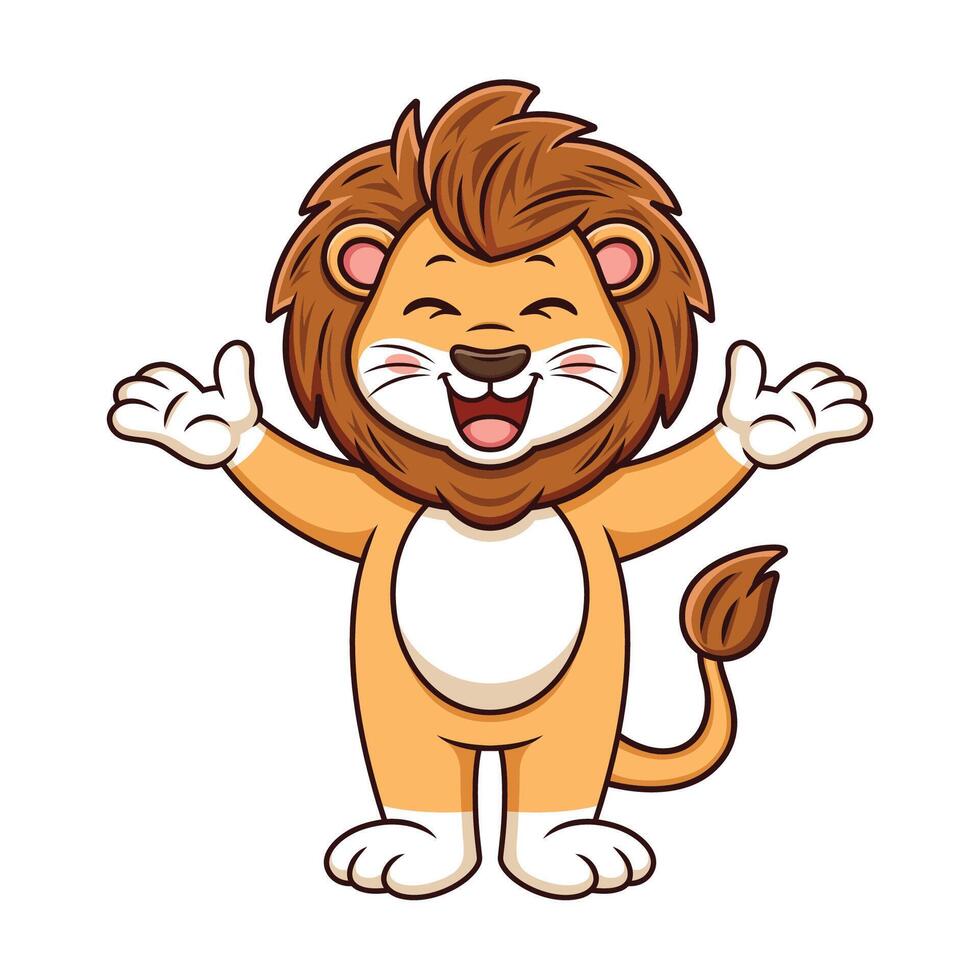 Cute lion with funny pose. Cartoon illustration isolated on white background vector