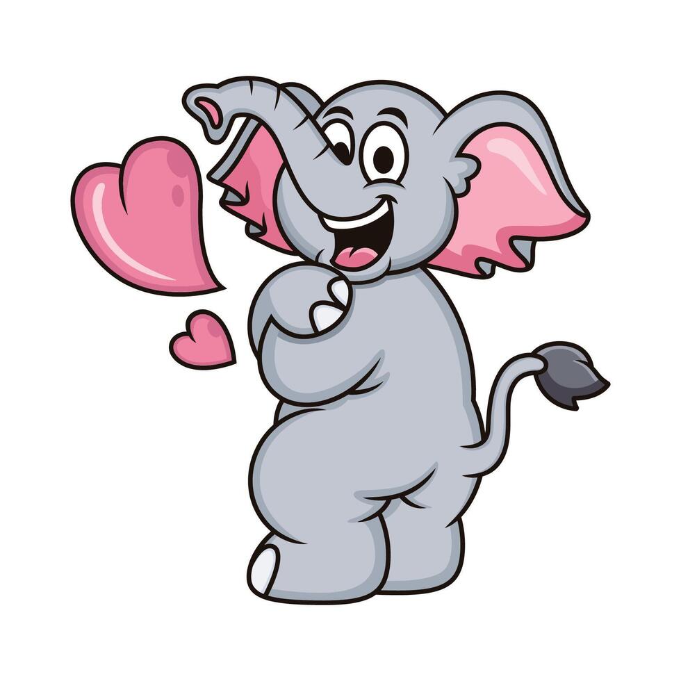 Cute elephant with hugging pose with love. Cartoon illustration isolated on white background vector