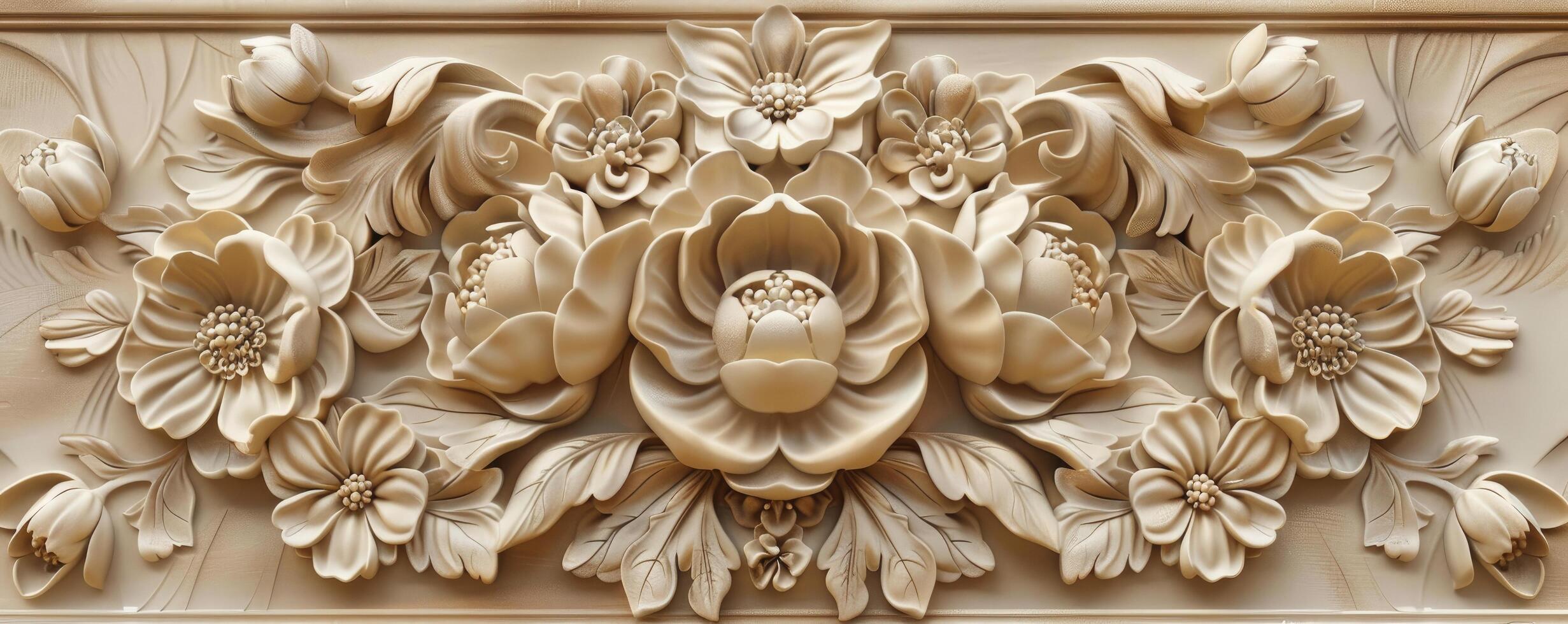 3d rendering of a floral design on a wall photo