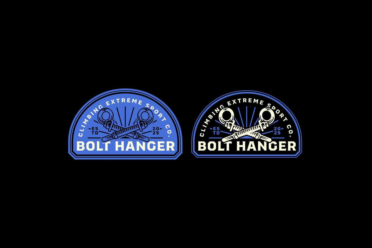 bolt hanger rock climbing, bouncer, screw, fastener retro badge logo design collection set for adventure, climbing, explorer, mountaineer, climber vector