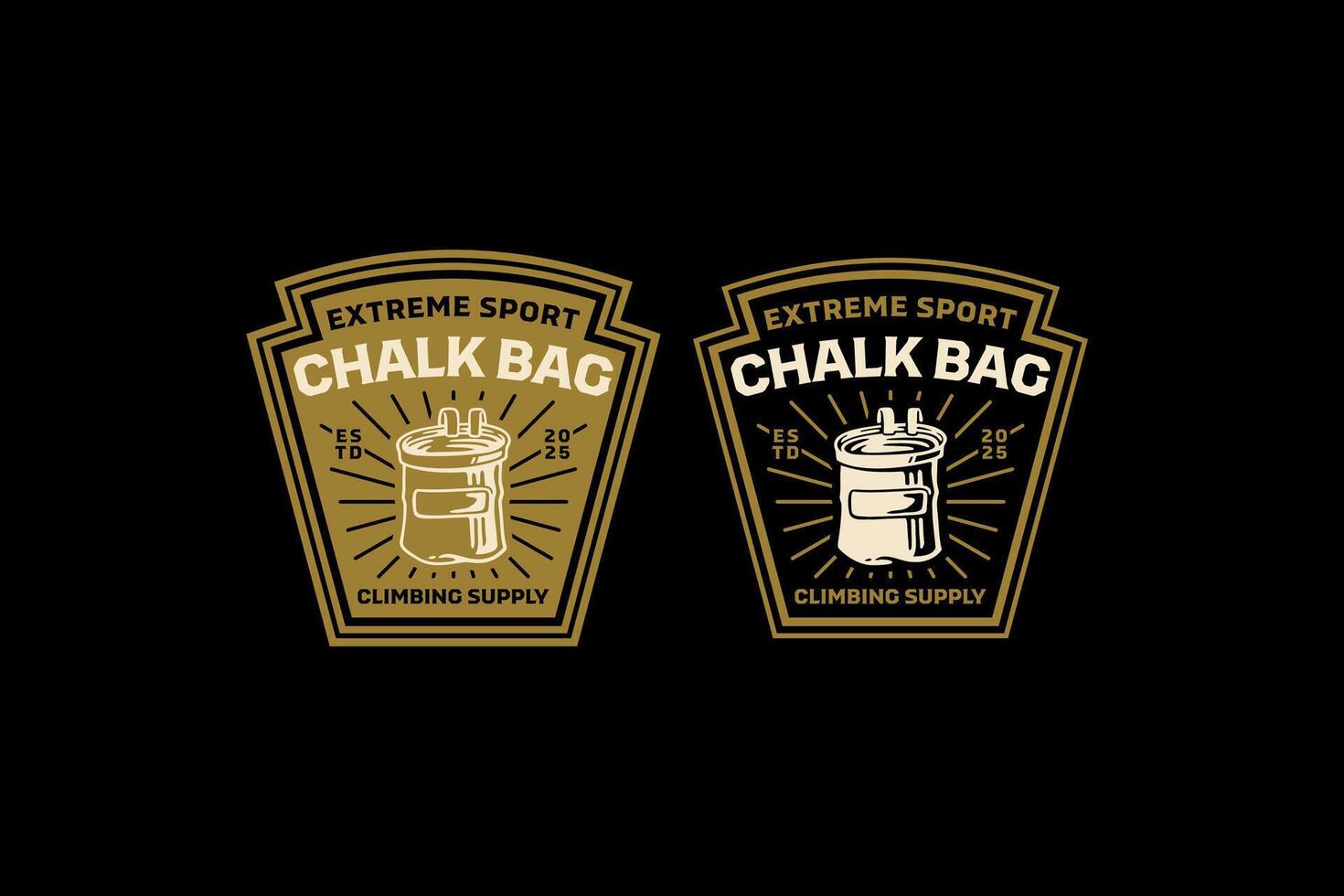 climbing chalk bag pouch equipment retro badge logo design collection set for adventure, climbing, explorer, mountaineer, climber vector