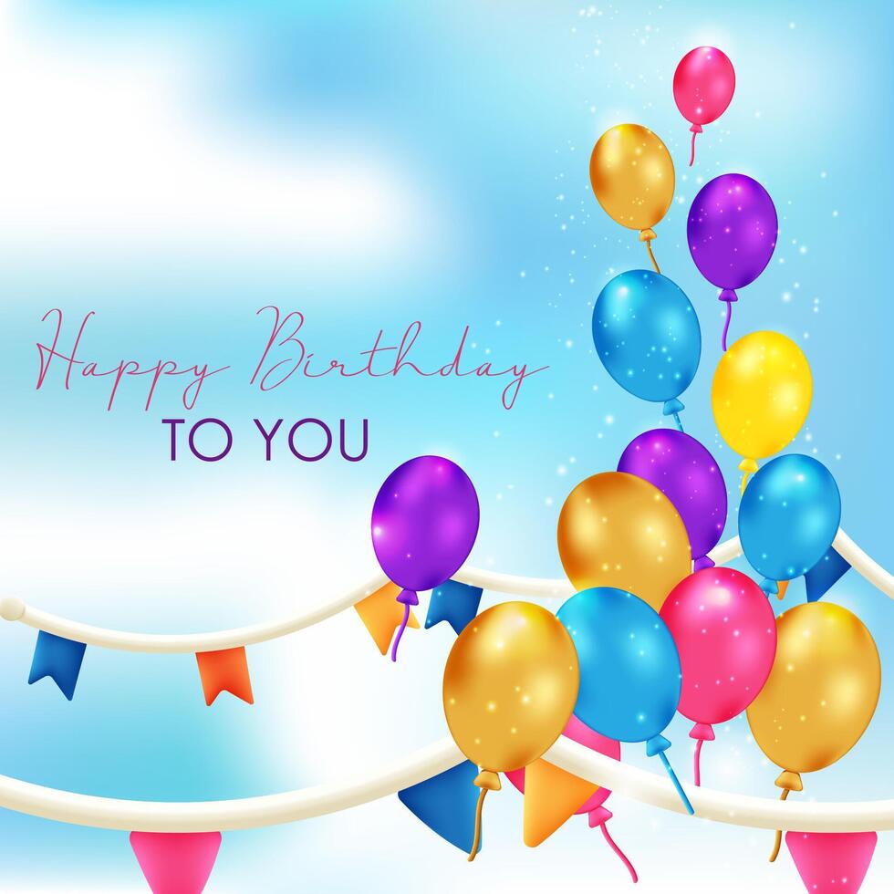 Happy birthday with Flying colorful balloons vector