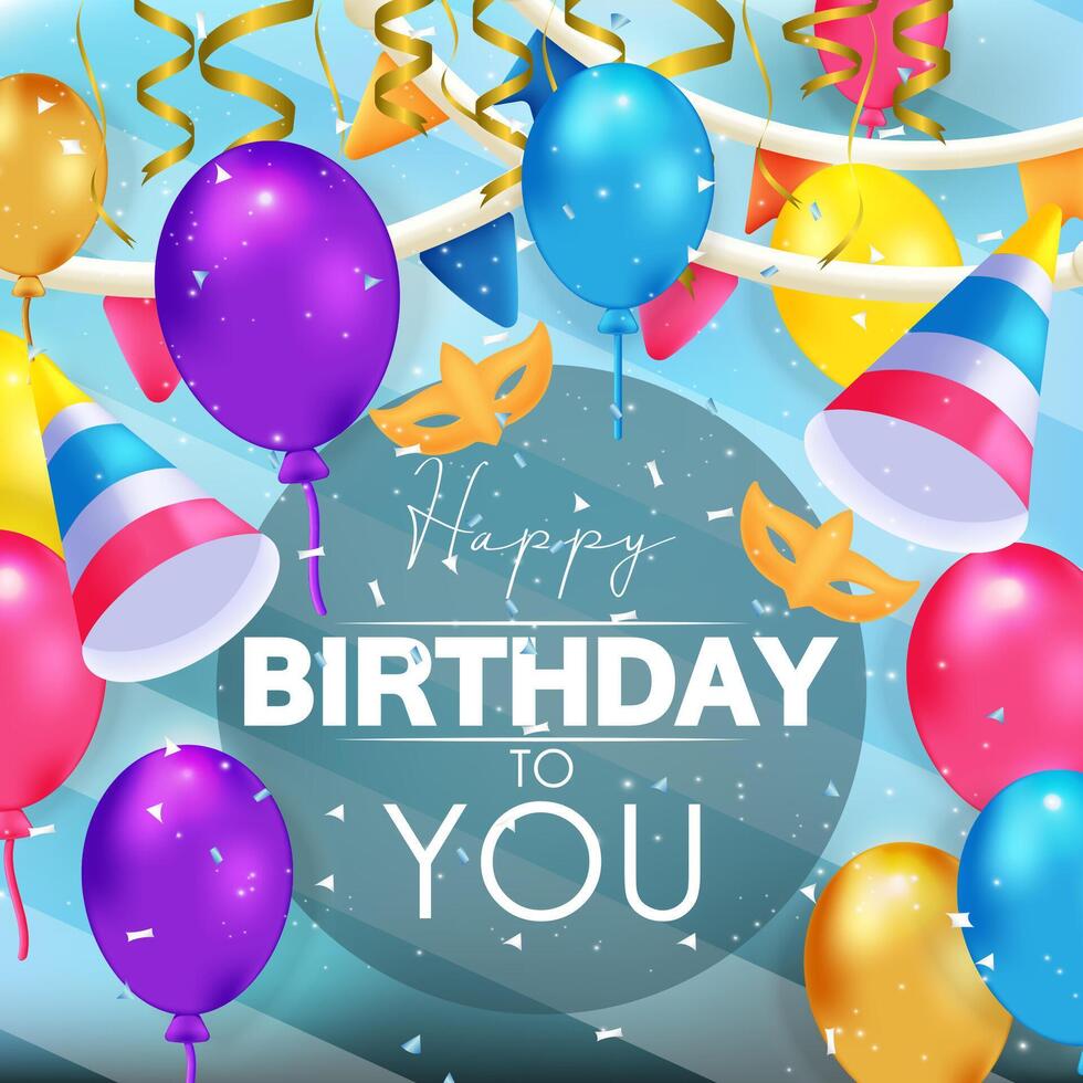 Happy birthday greeting with colorful elements decoration vector