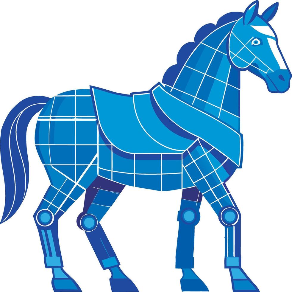 a blue horse with a blue saddle on it vector