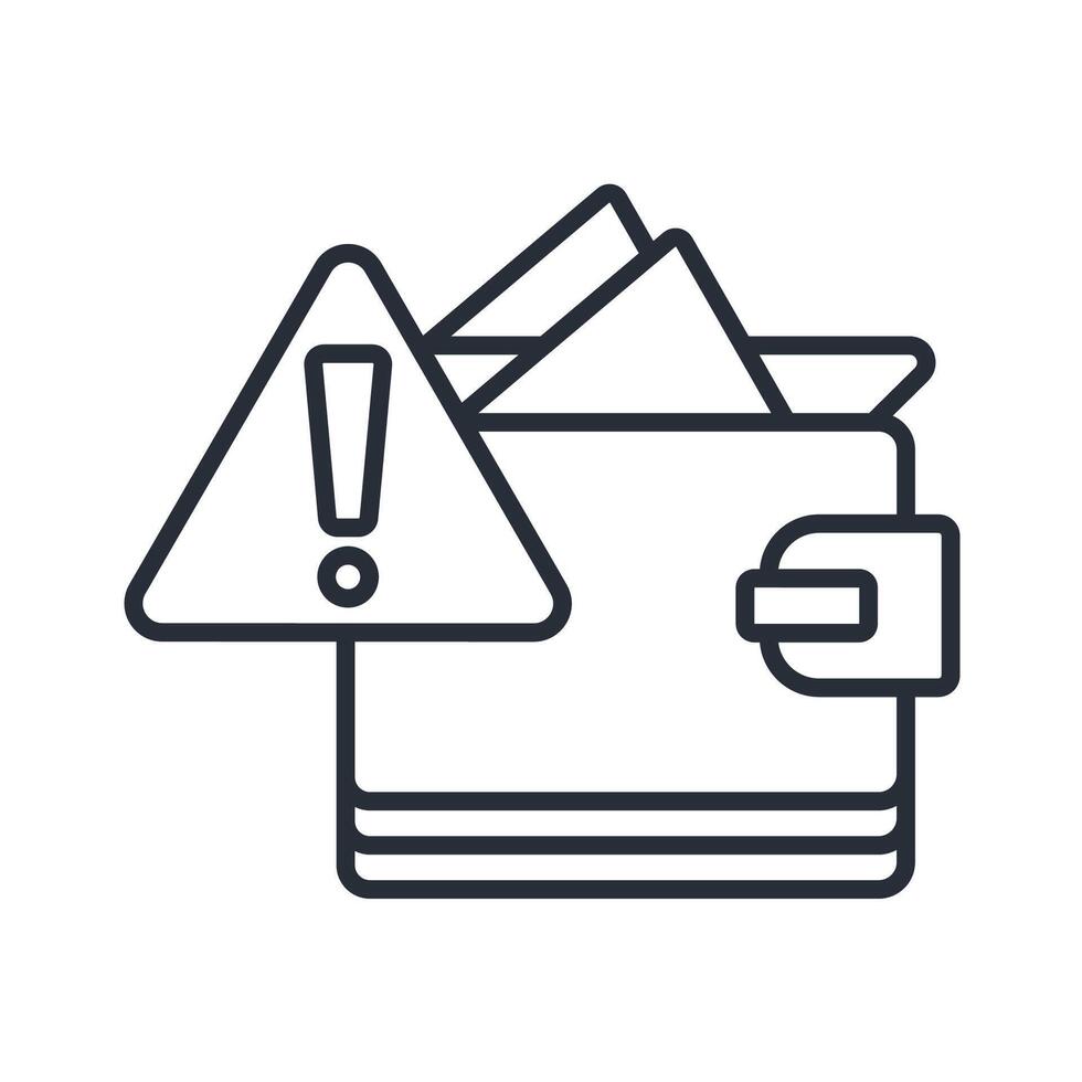 warning wallet line icon vector