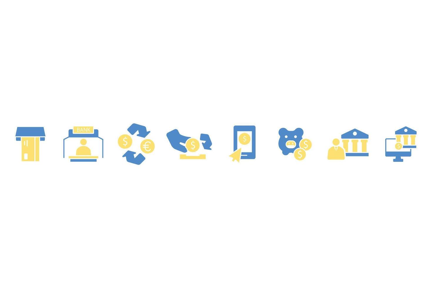 Bank icon set colours vector