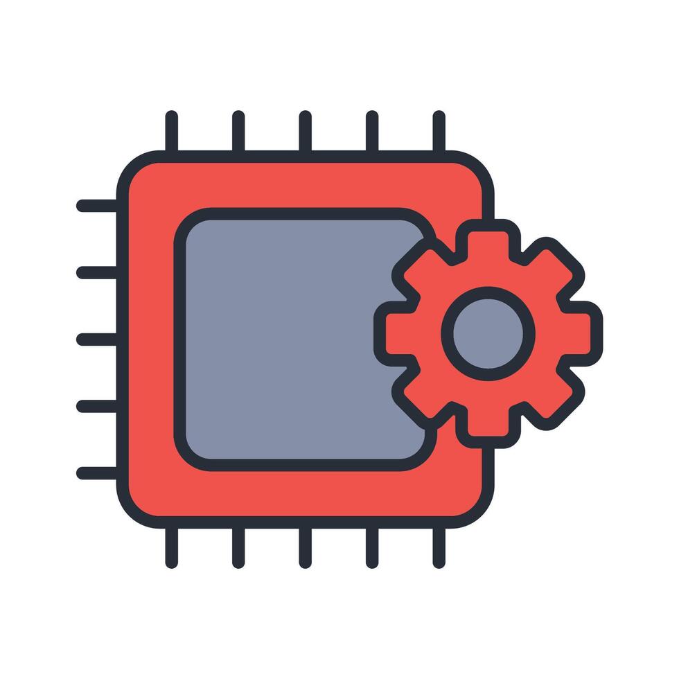 processor thin line icons vector