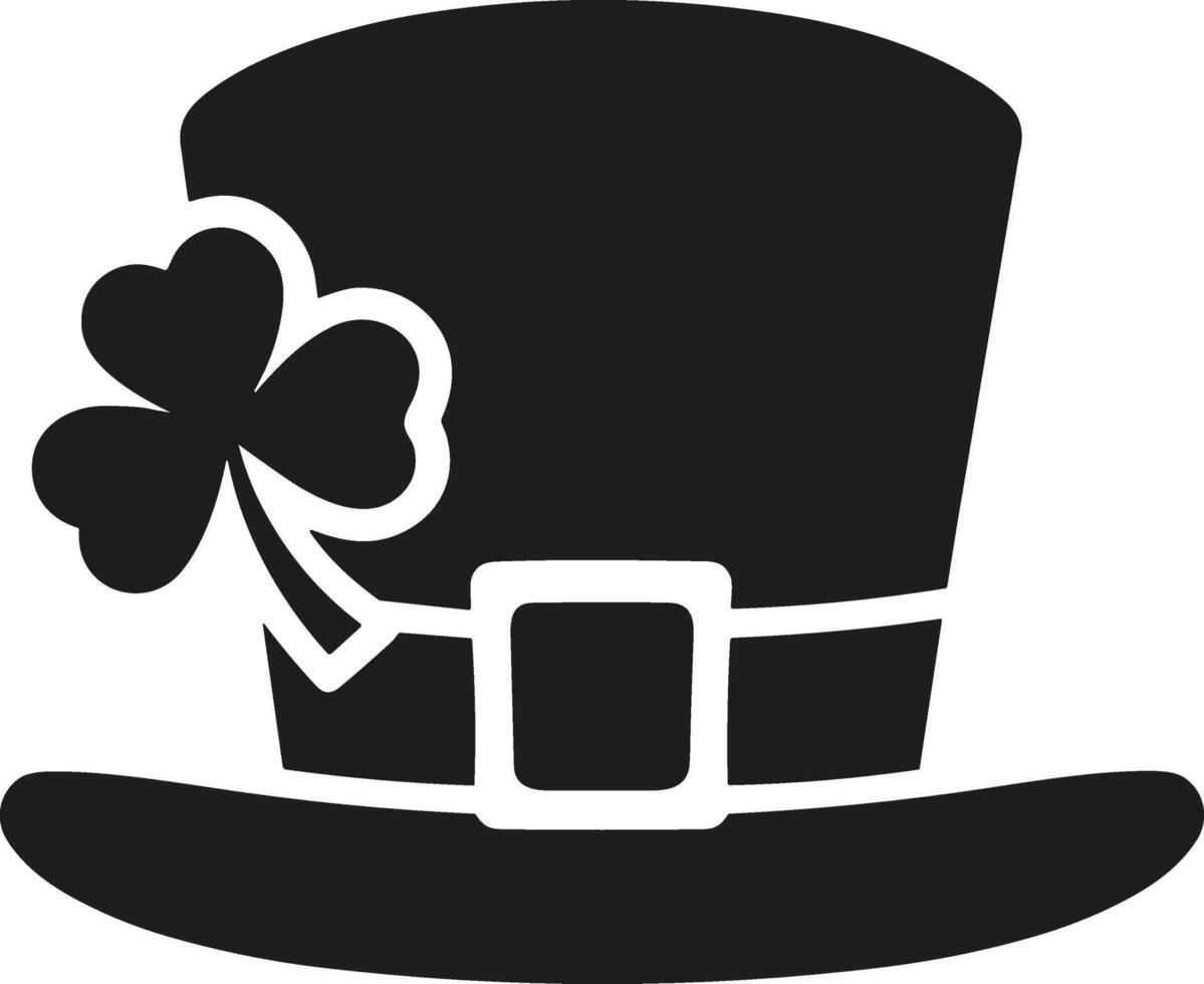 Stylish Leprechaun Hat Silhouette with Shamrock and Buckle Design vector
