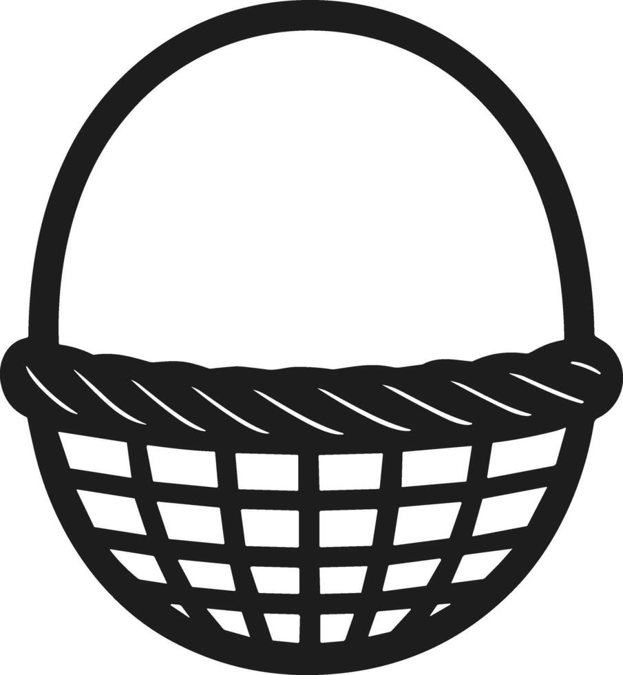 Basket Silhouette - Simple Hand-Drawn Wicker Basket Illustration vector