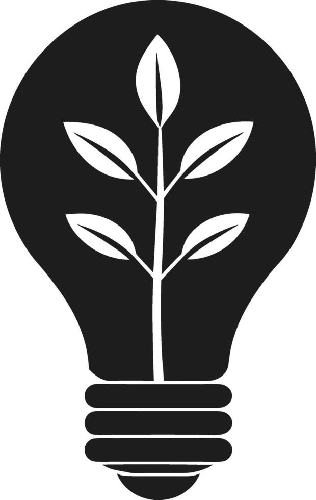 Eco Light Bulb with Plant Growth - Sustainable Energy Concept Silhouette Illustration vector