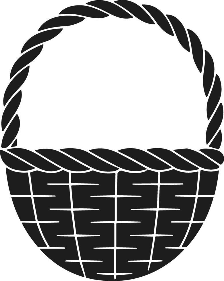 Wicker Basket Silhouette - Rustic Handwoven Basket Illustration vector