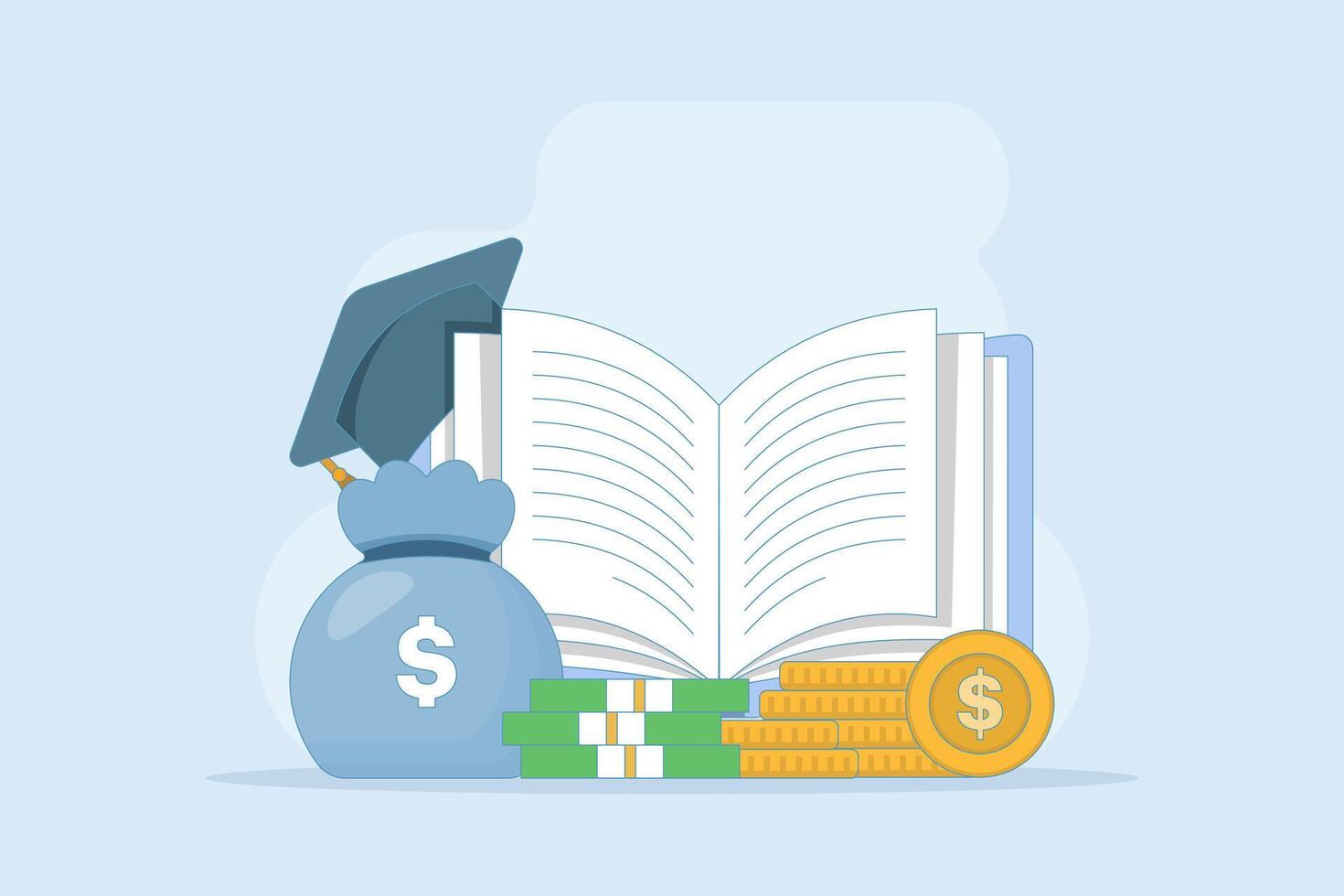 tuition fees in fixed form. Education fund for college, savings for school or university fees, professional qualification fees, study or training fees. Flat cartoon design illustration Background. vector