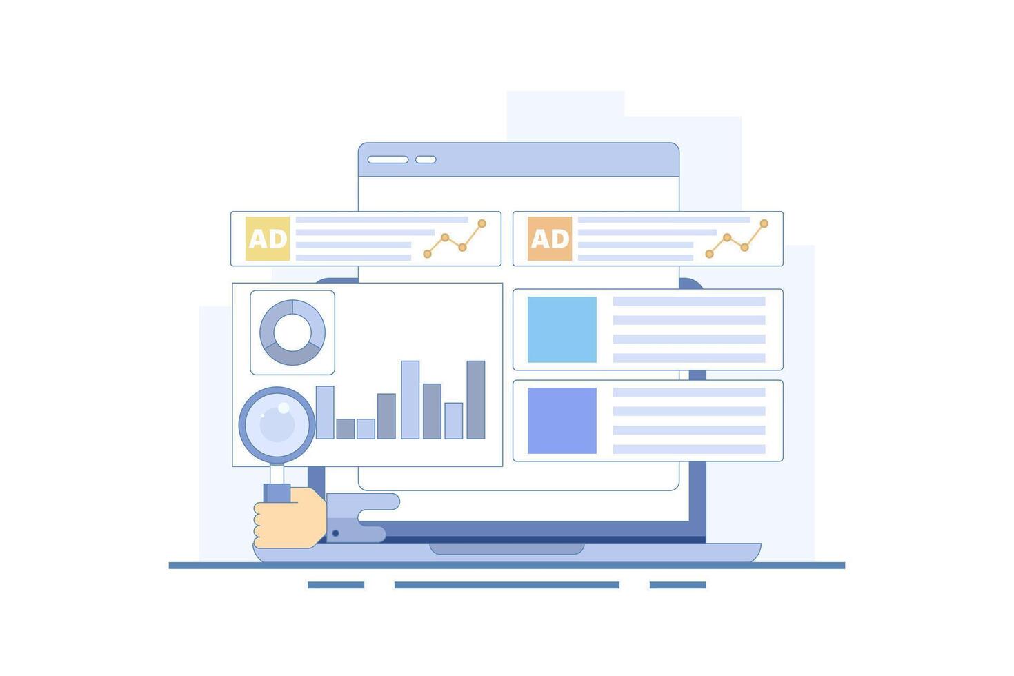 Paid Traffic Concept, Digital advertising campaigns that send website traffic, Social media, Paid search campaigns, Paid advertising analysis. Website traffic growth. Flat design illustration. vector