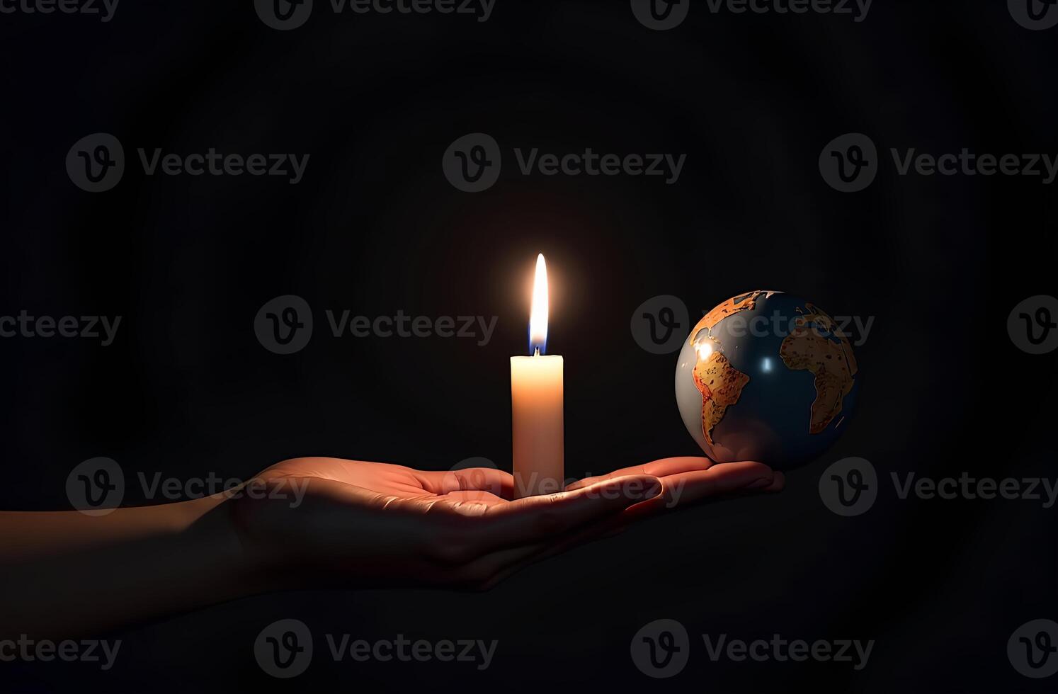 Hope for the Future, A Candle Illuminating the World in Darkness photo