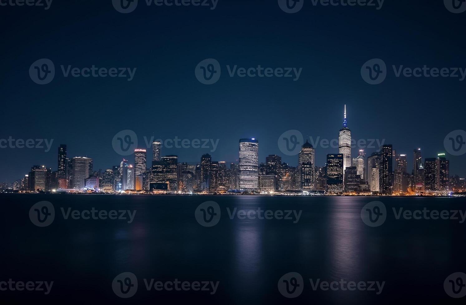 Captivating Nightscape, The Dazzling Lights of the New York City Skyline photo