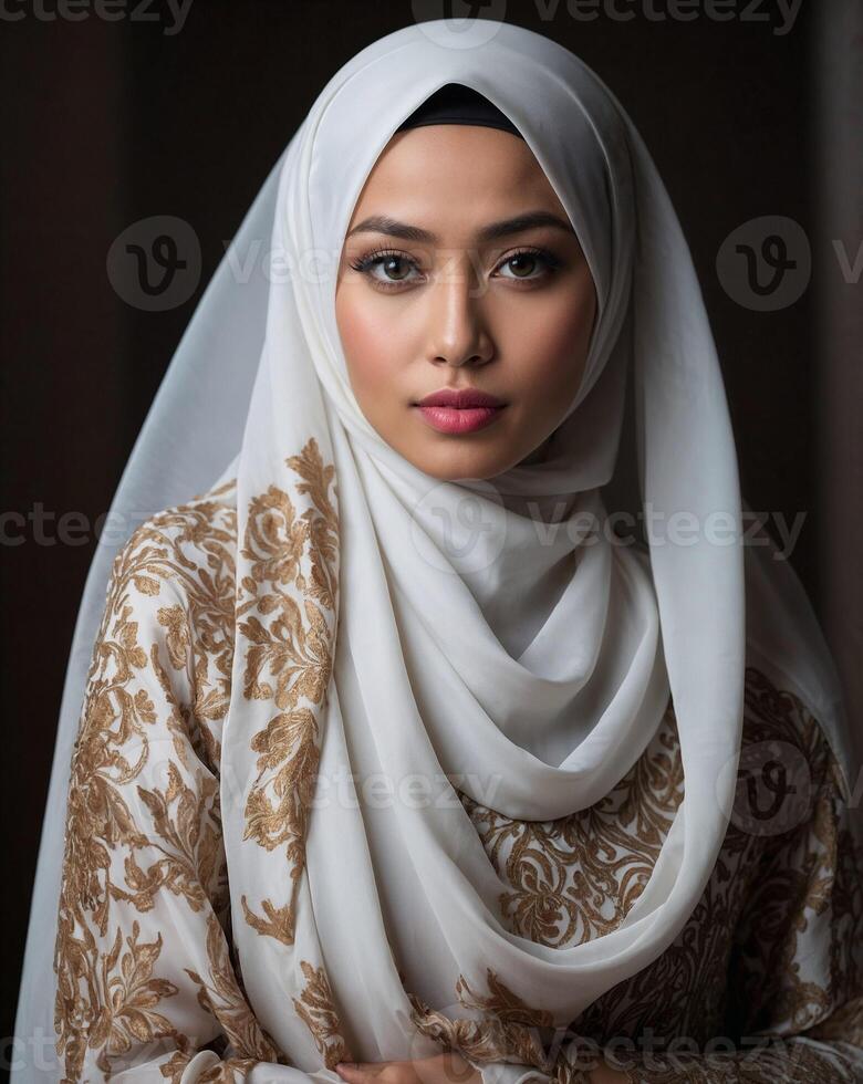 Elegant portrait of a beautiful muslim woman in traditional attire photo