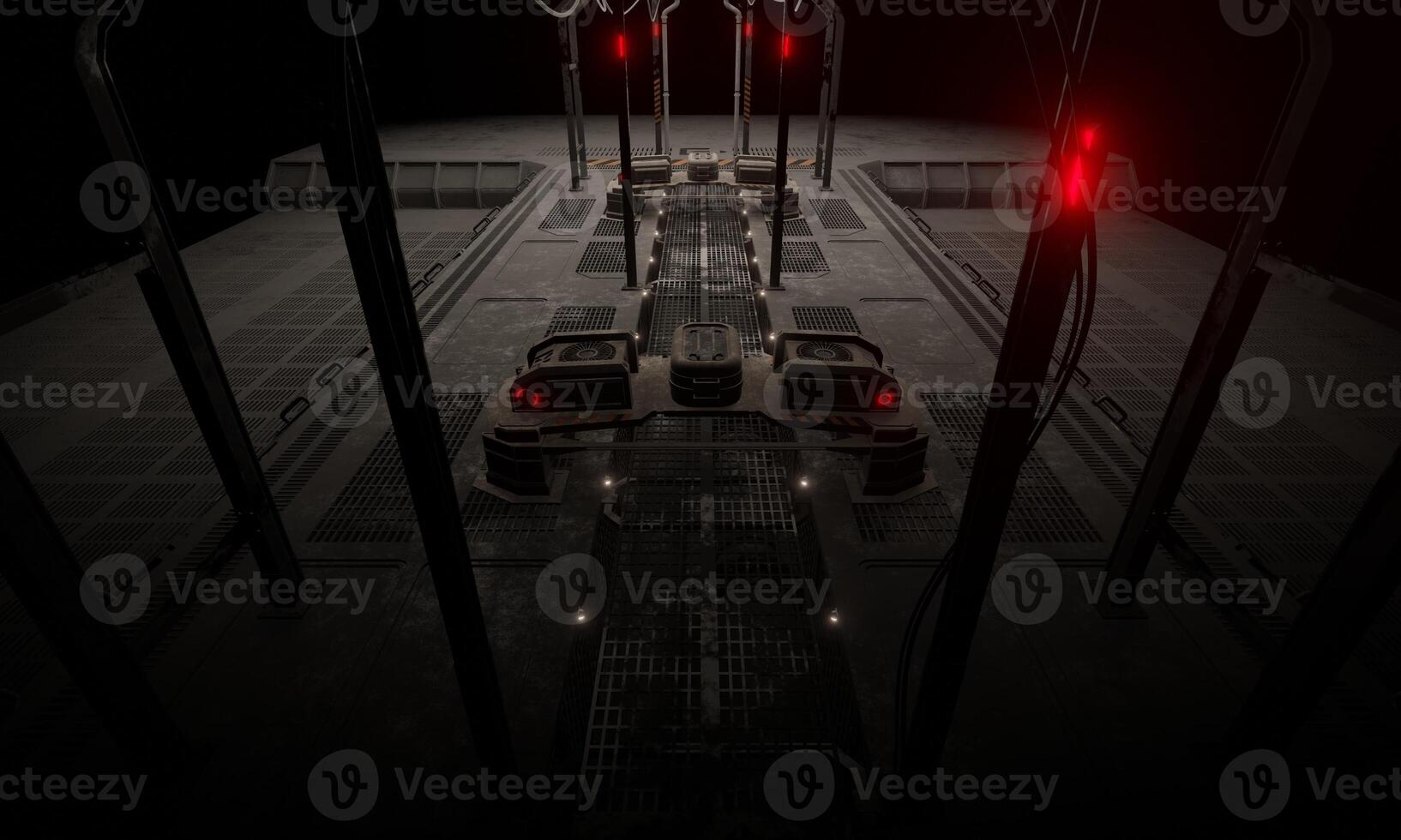 Corridor walkway in the base of operations night scene 3d rendering wallpaper background photo