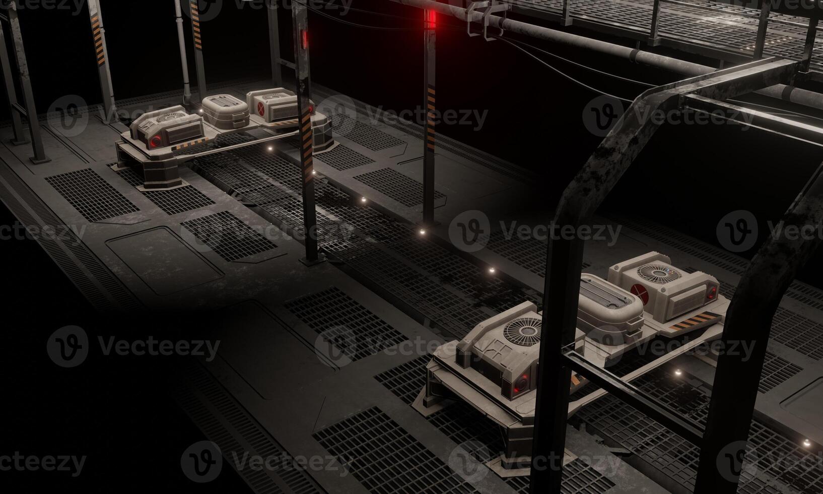Sci-fi computer in base of operations modular 3d rendering wallpaper background photo