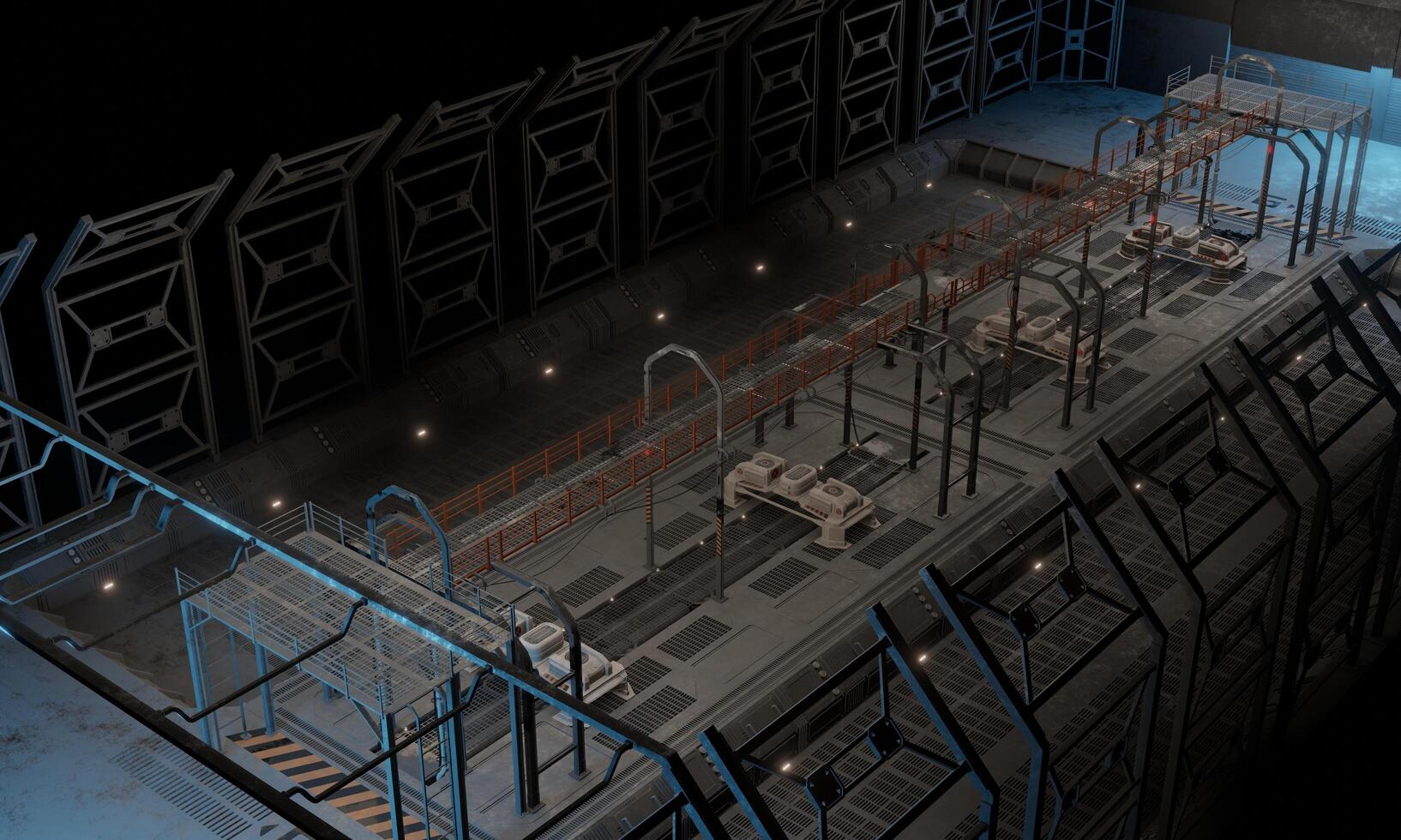 Top view military base architecture modular at night 3d rendering wallpaper background photo