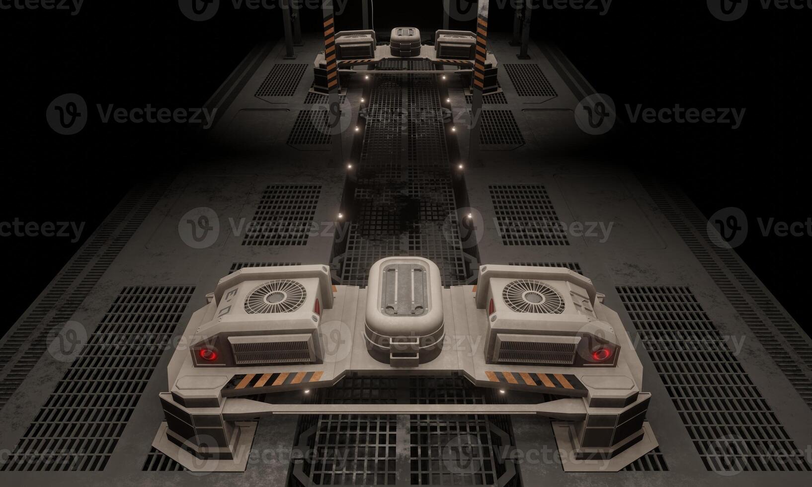 Science fiction base of operations modular 3d rendering wallpaper background photo