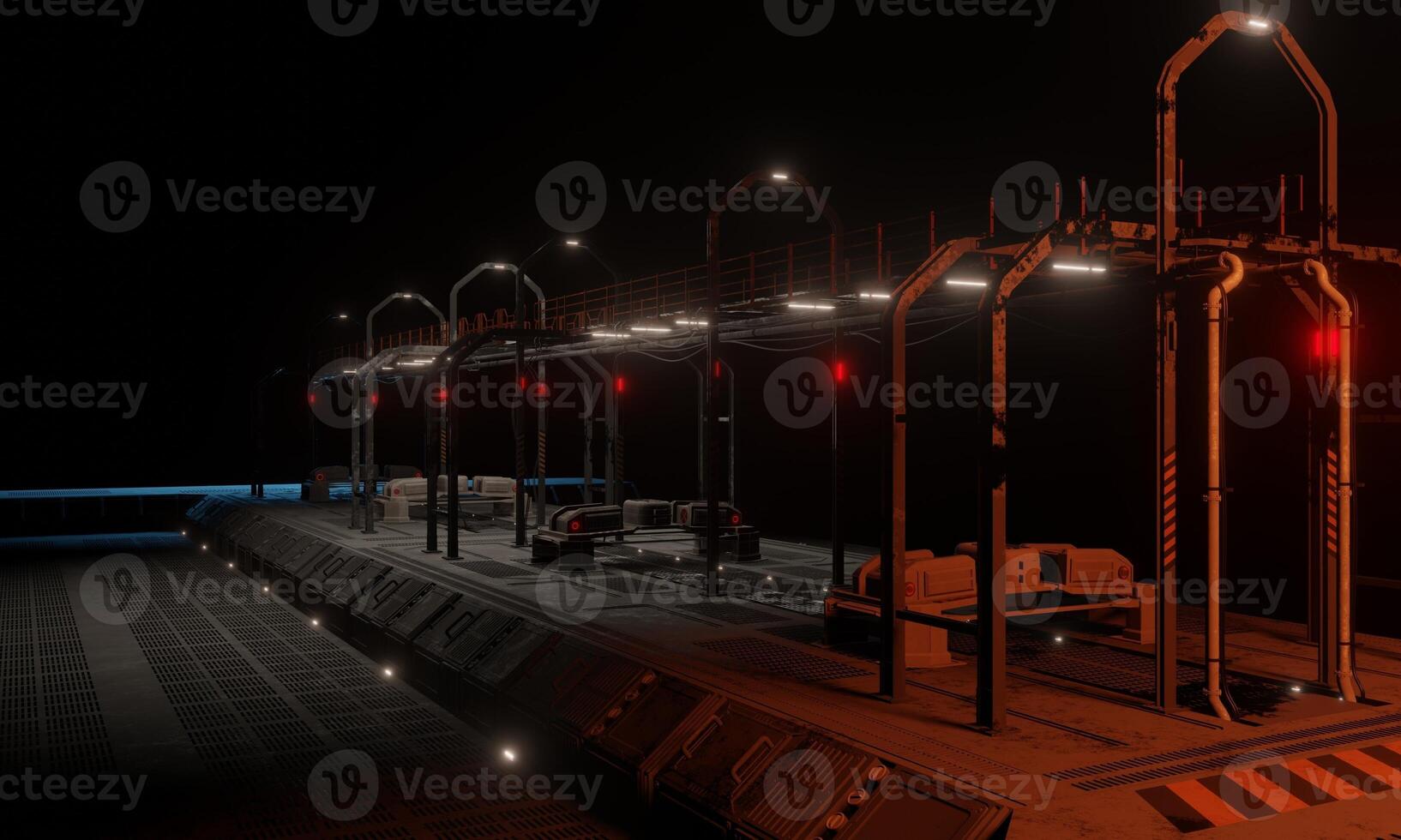 Side walk base of operations science fiction 3d rendering wallpaper background photo