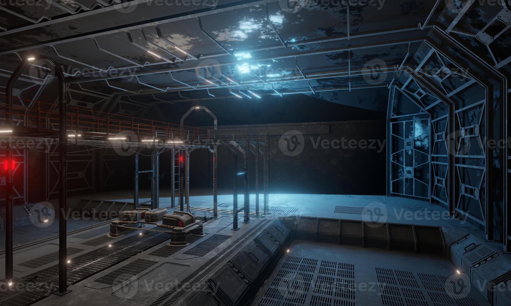 Military base sci-fi interior 3d rendering architecture wallpaper background photo